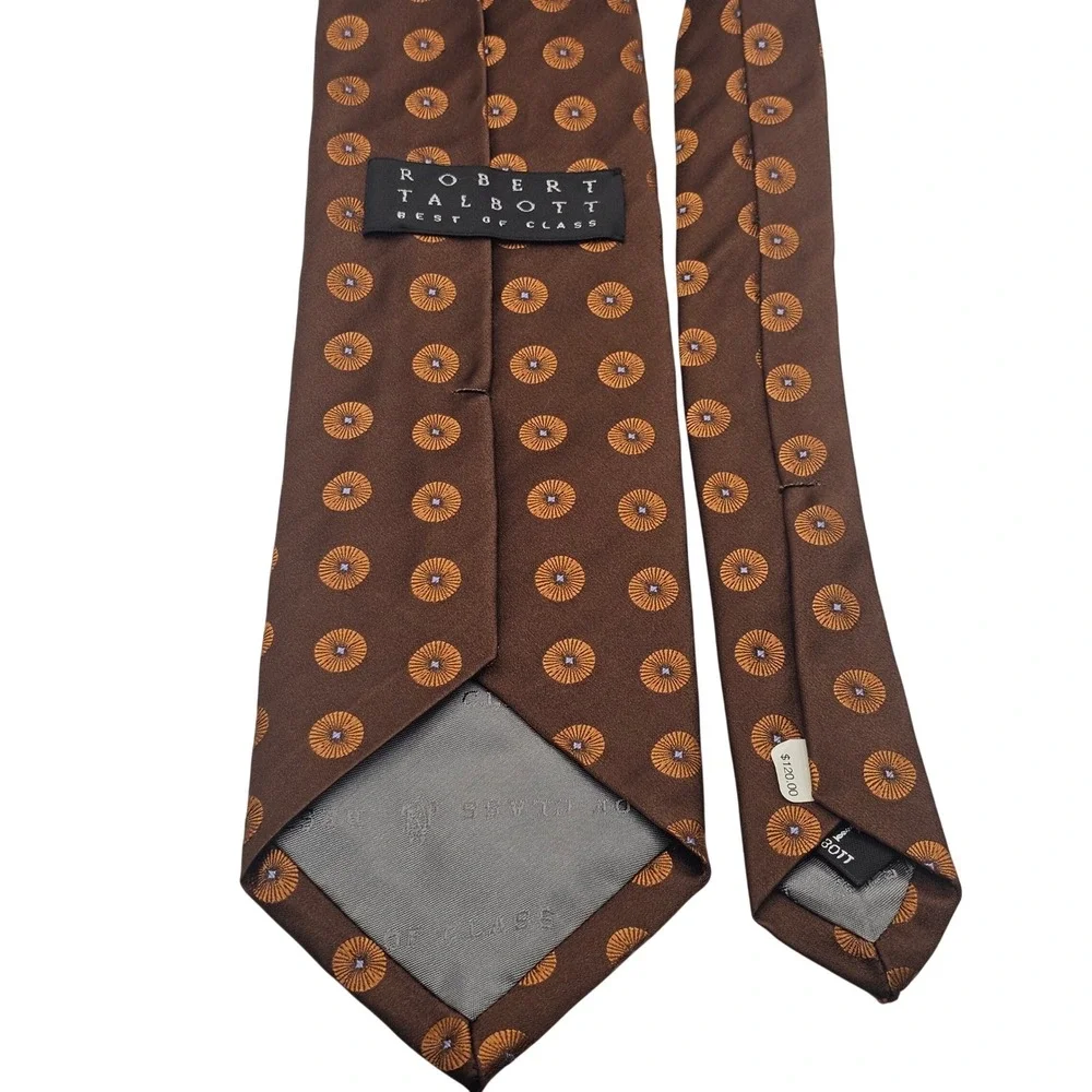 Robert Talbott Best of Class Silk Tie Brown Medallion Dark Academia‎ Luxury USA
